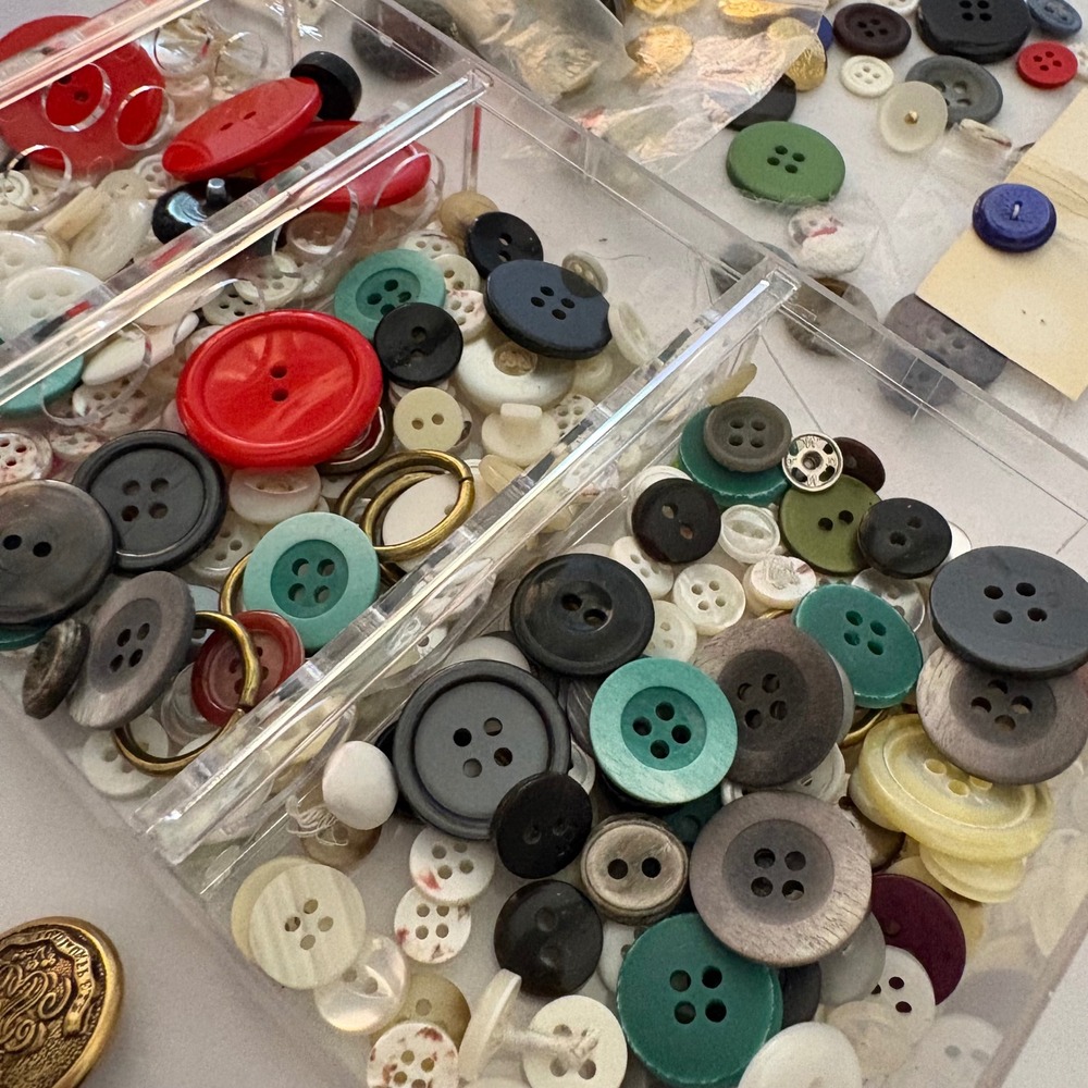 Mixed Button Lot Bulk Collection with Acrylic Organizer Case Sewing Lot Cafts